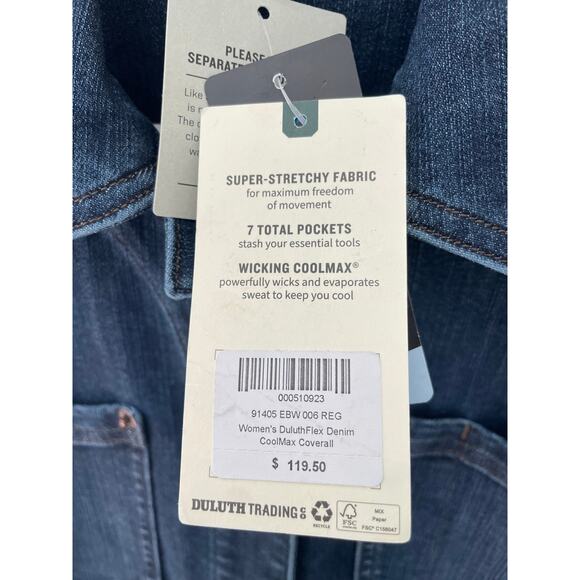 Duluth Trading Women's Double Flex Denim COOLMAX Coveralls Size 6 NWT Overalls - Picture 9 of 13